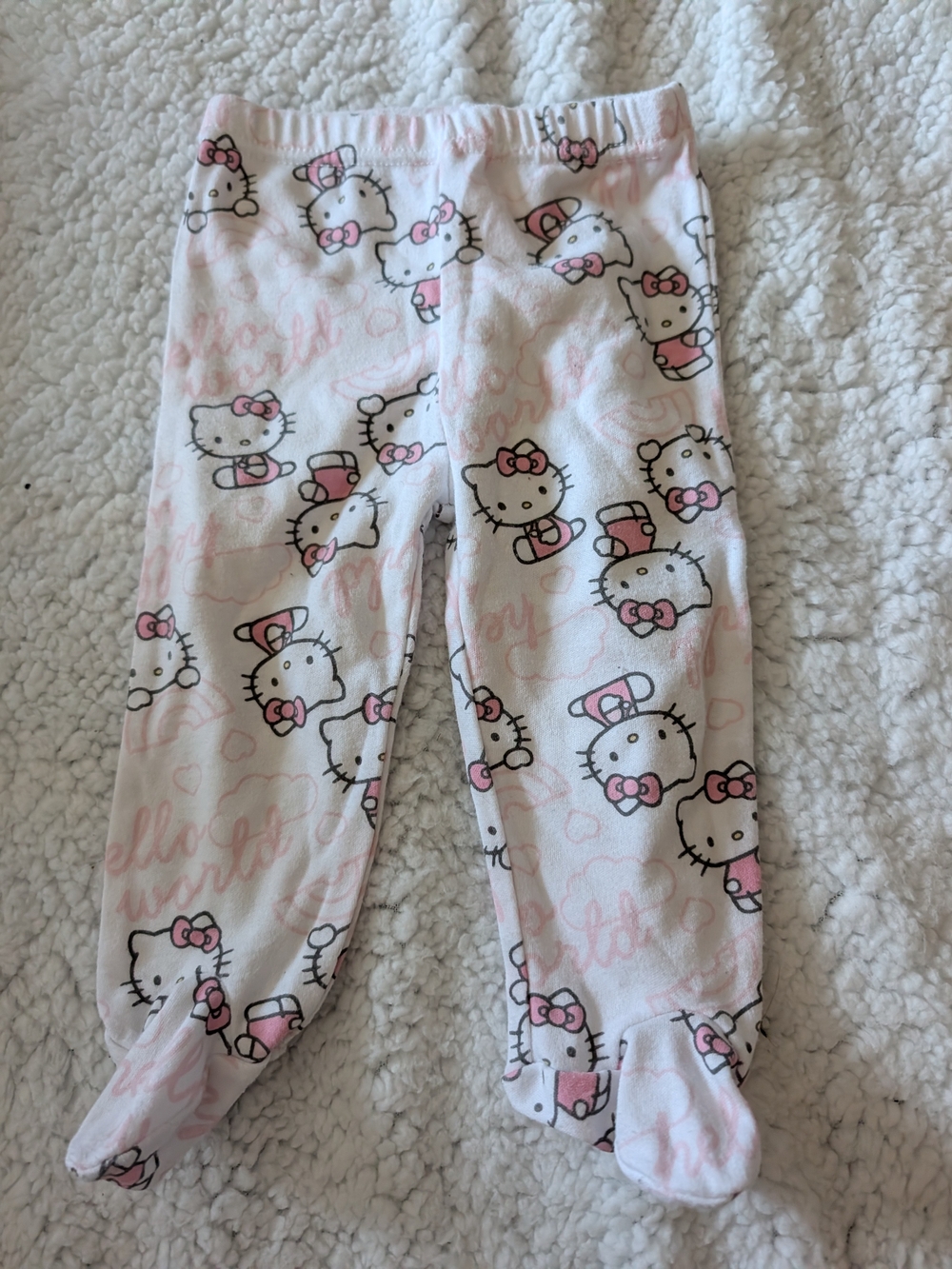 Hello Kitty White and Pink Footed Pajama Bottoms for Kids